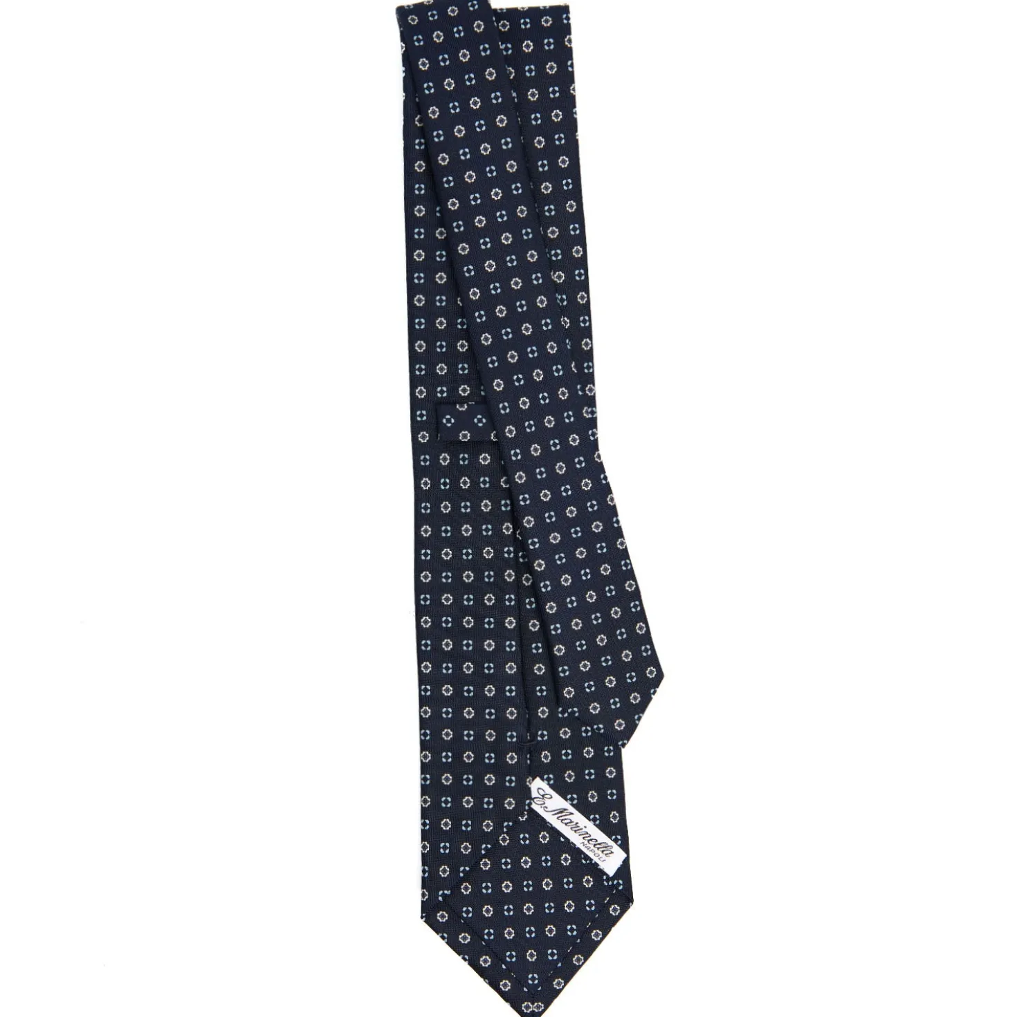 CRAVATTA SARTORIALE CLASSICA IN SETA BLU SCURO Microfantasia fiore