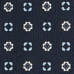 CRAVATTA SARTORIALE CLASSICA IN SETA BLU SCURO Microfantasia fiore