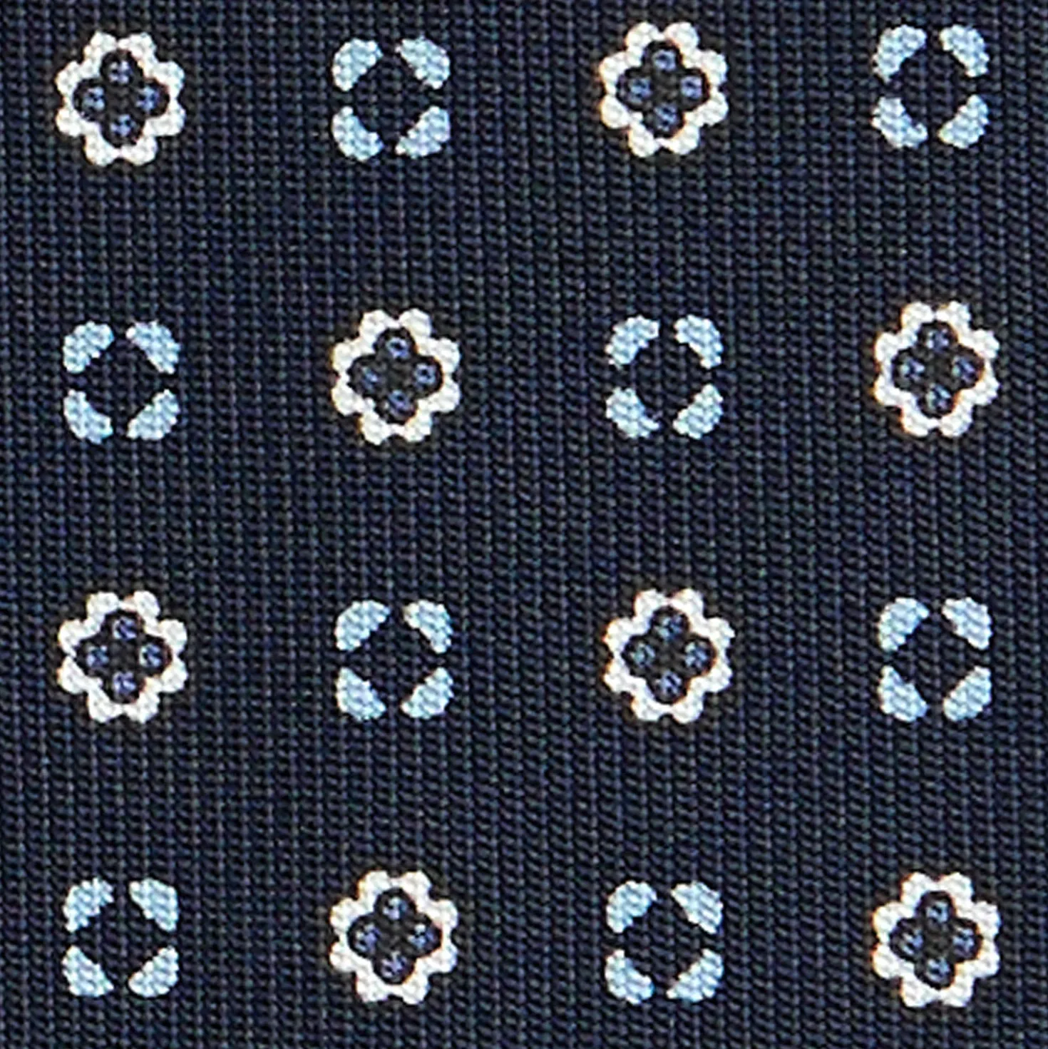CRAVATTA SARTORIALE CLASSICA IN SETA BLU SCURO Microfantasia fiore