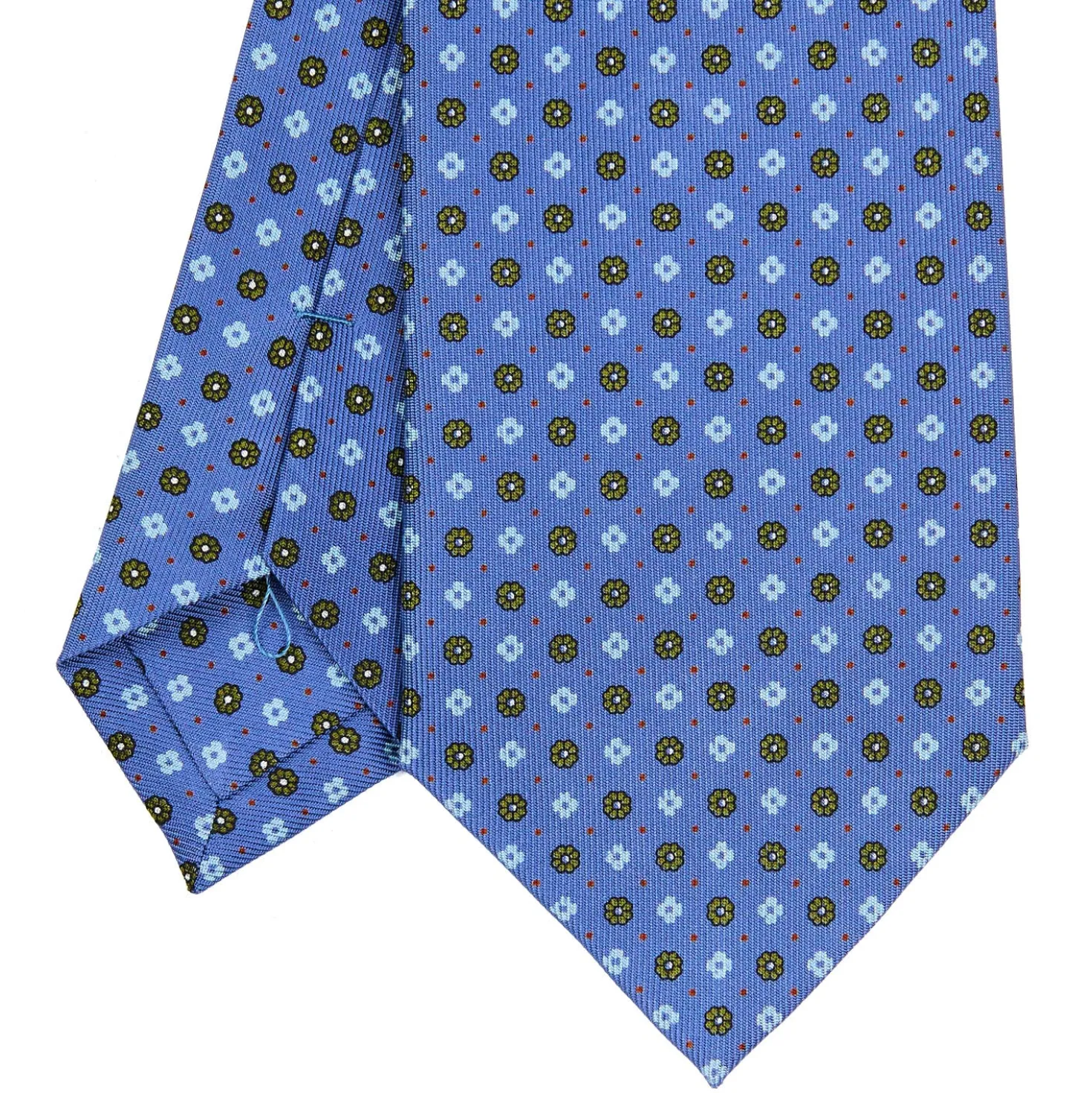 CRAVATTA SARTORIALE CLASSICA IN SETA AZZURRO POLVERE Microfantasia fiore