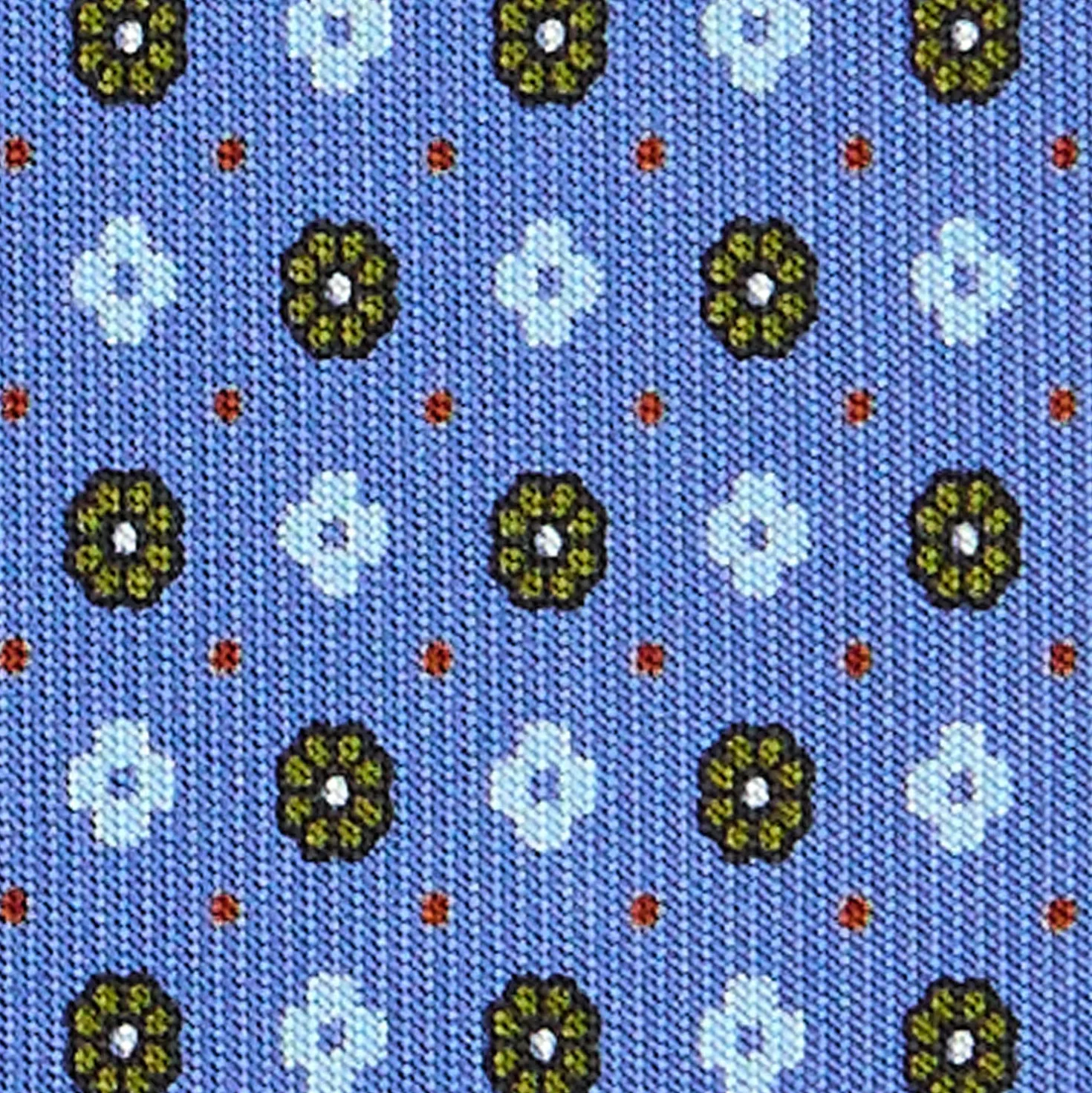 CRAVATTA SARTORIALE CLASSICA IN SETA AZZURRO POLVERE Microfantasia fiore