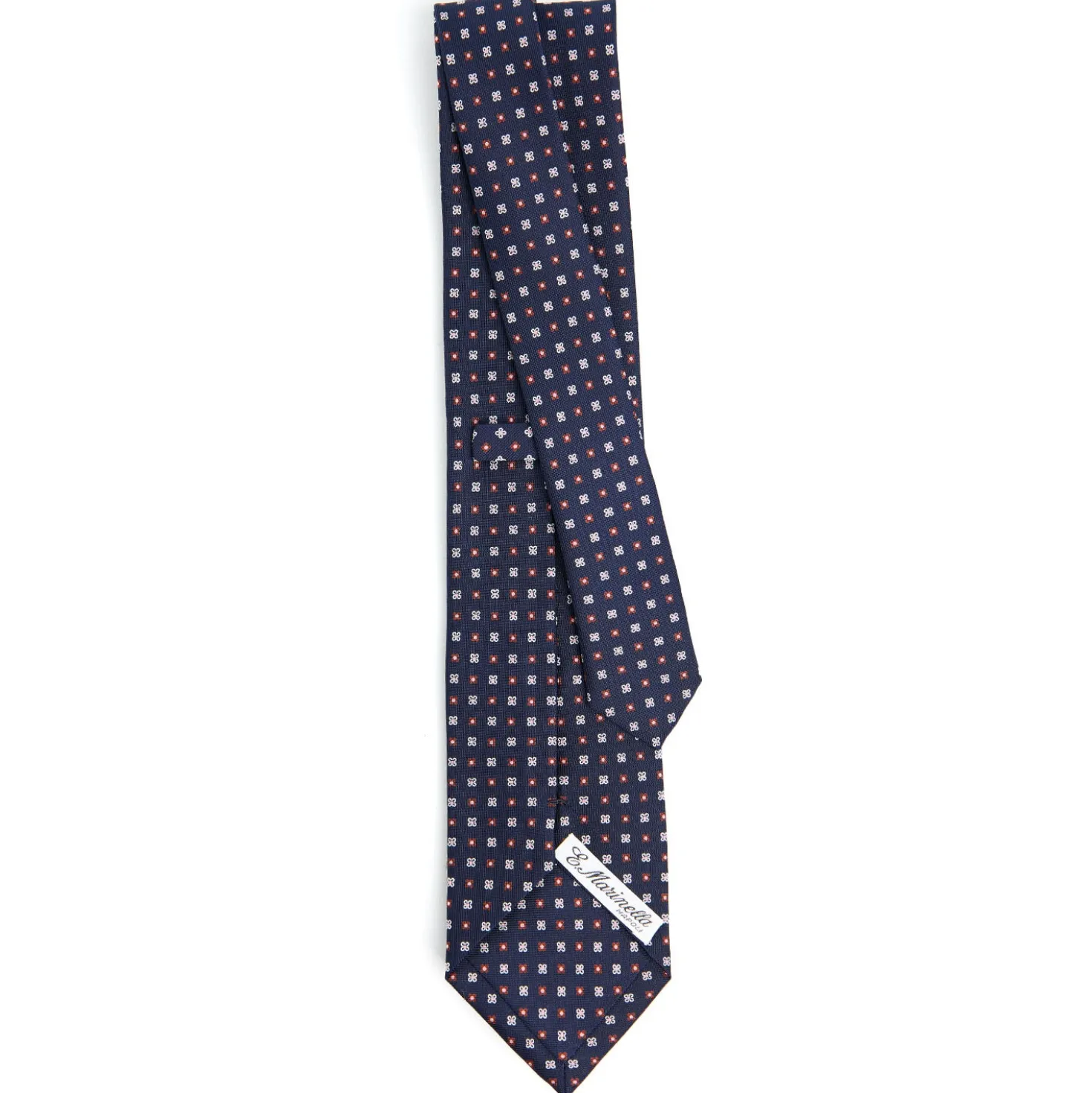 CRAVATTA SARTORIALE CLASSICA IN SETA BLU SCURO Microfantasia fiore