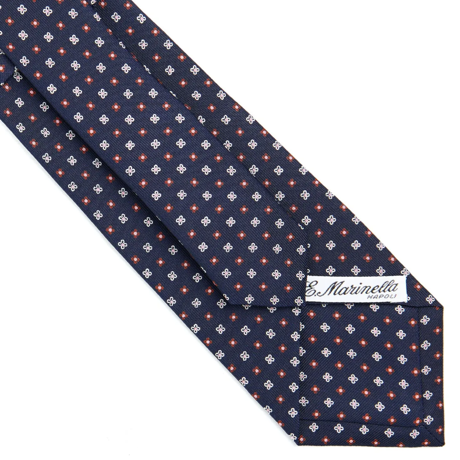 CRAVATTA SARTORIALE CLASSICA IN SETA BLU SCURO Microfantasia fiore