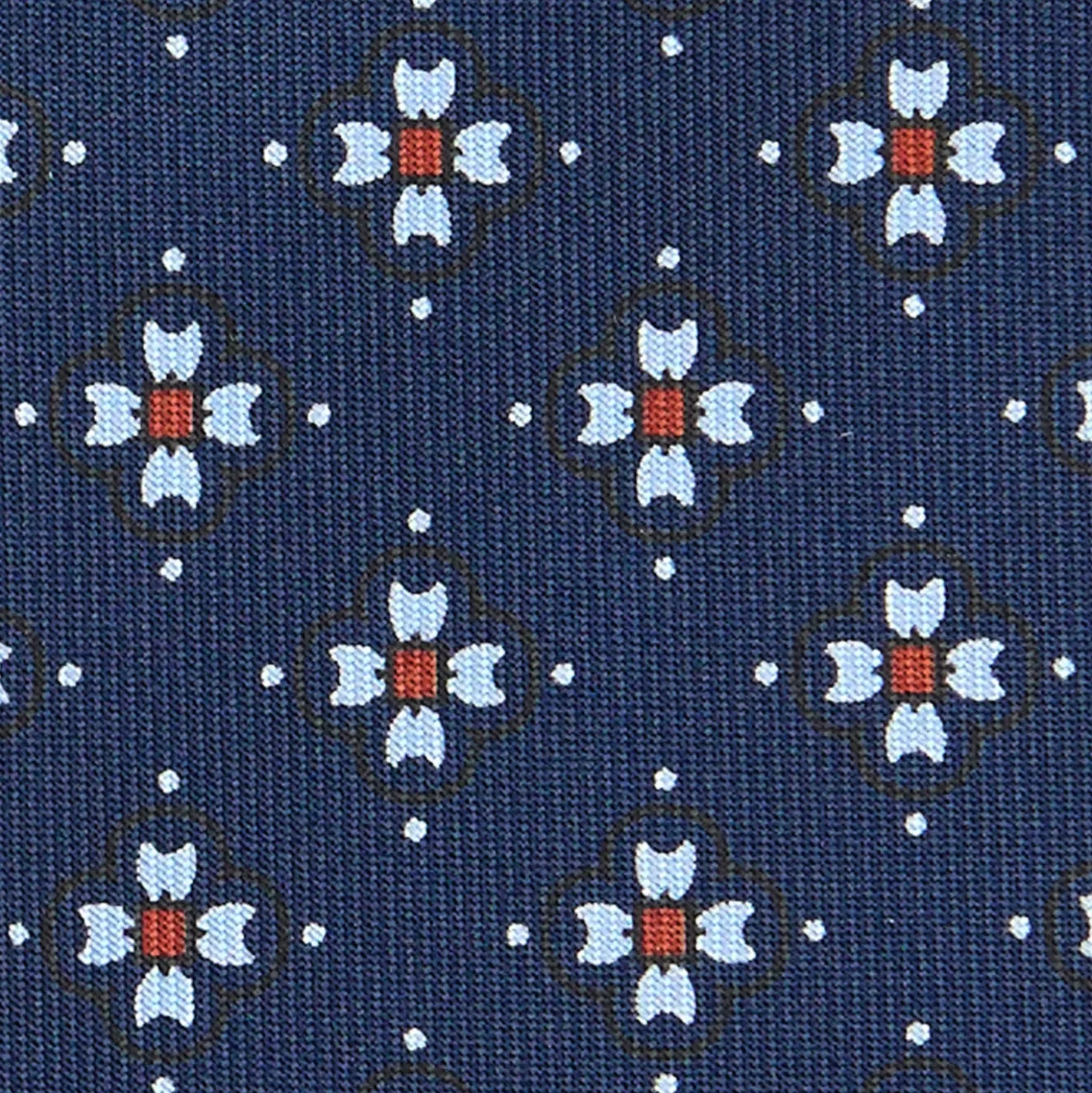 CRAVATTA SARTORIALE CLASSICA IN SETA BLU SCURO Microfantasia fiore