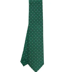 CRAVATTA SARTORIALE CLASSICA IN SETA VERDE OLIVA Microfantasia fiore