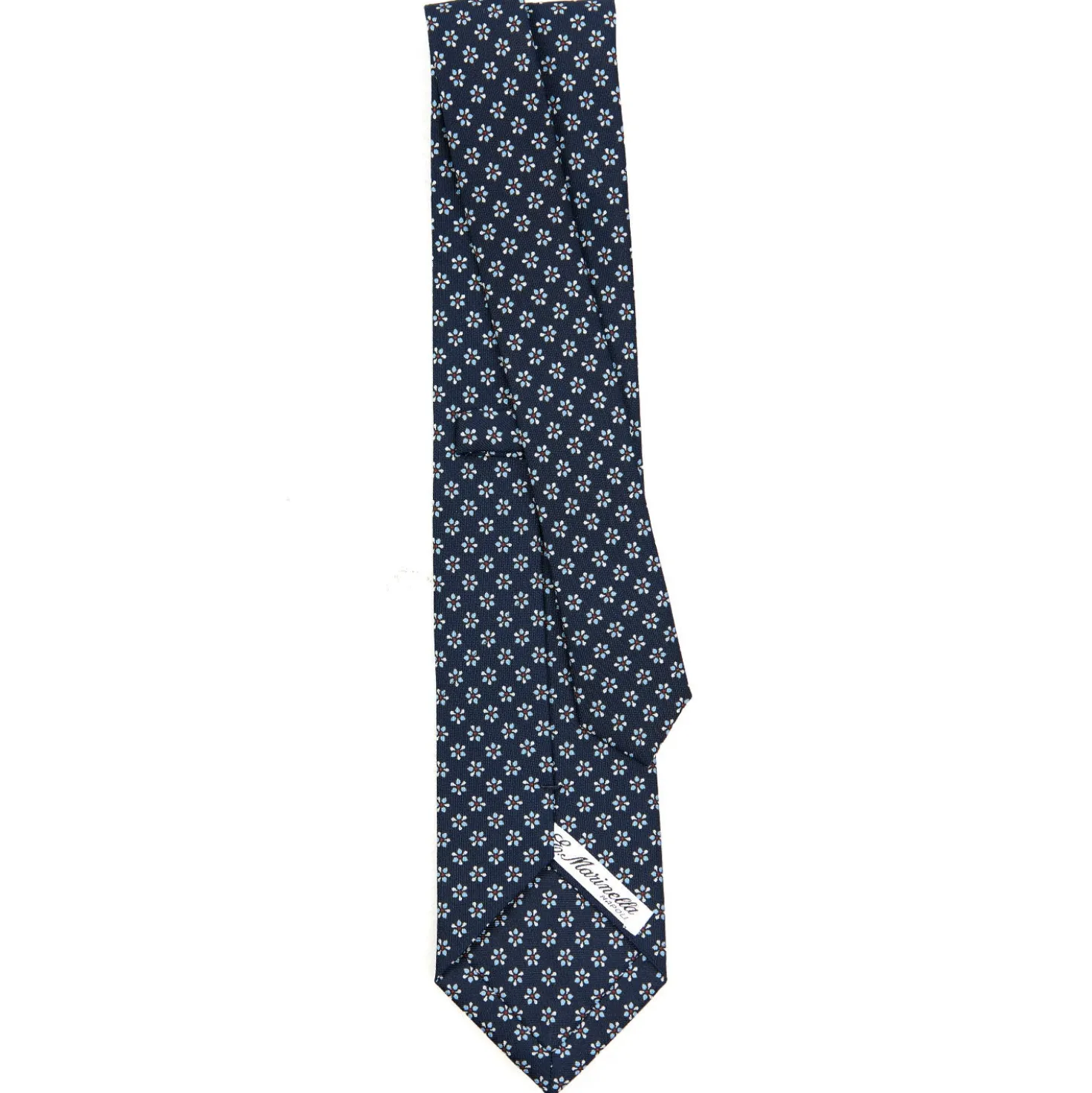 CRAVATTA SARTORIALE CLASSICA IN SETA BLU SCURO Microfantasia fiore