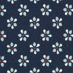 CRAVATTA SARTORIALE CLASSICA IN SETA BLU SCURO Microfantasia fiore