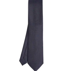 CRAVATTA SARTORIALE CLASSICA IN SETA BLU SCURO Pois