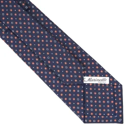CRAVATTA SARTORIALE CLASSICA IN SETA BLU SCURO Microfantasia fiore