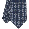 CRAVATTA SARTORIALE CLASSICA IN SETA BLU SCURO Microfantasia fiore