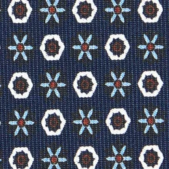 CRAVATTA SARTORIALE CLASSICA IN SETA BLU SCURO Microfantasia fiore