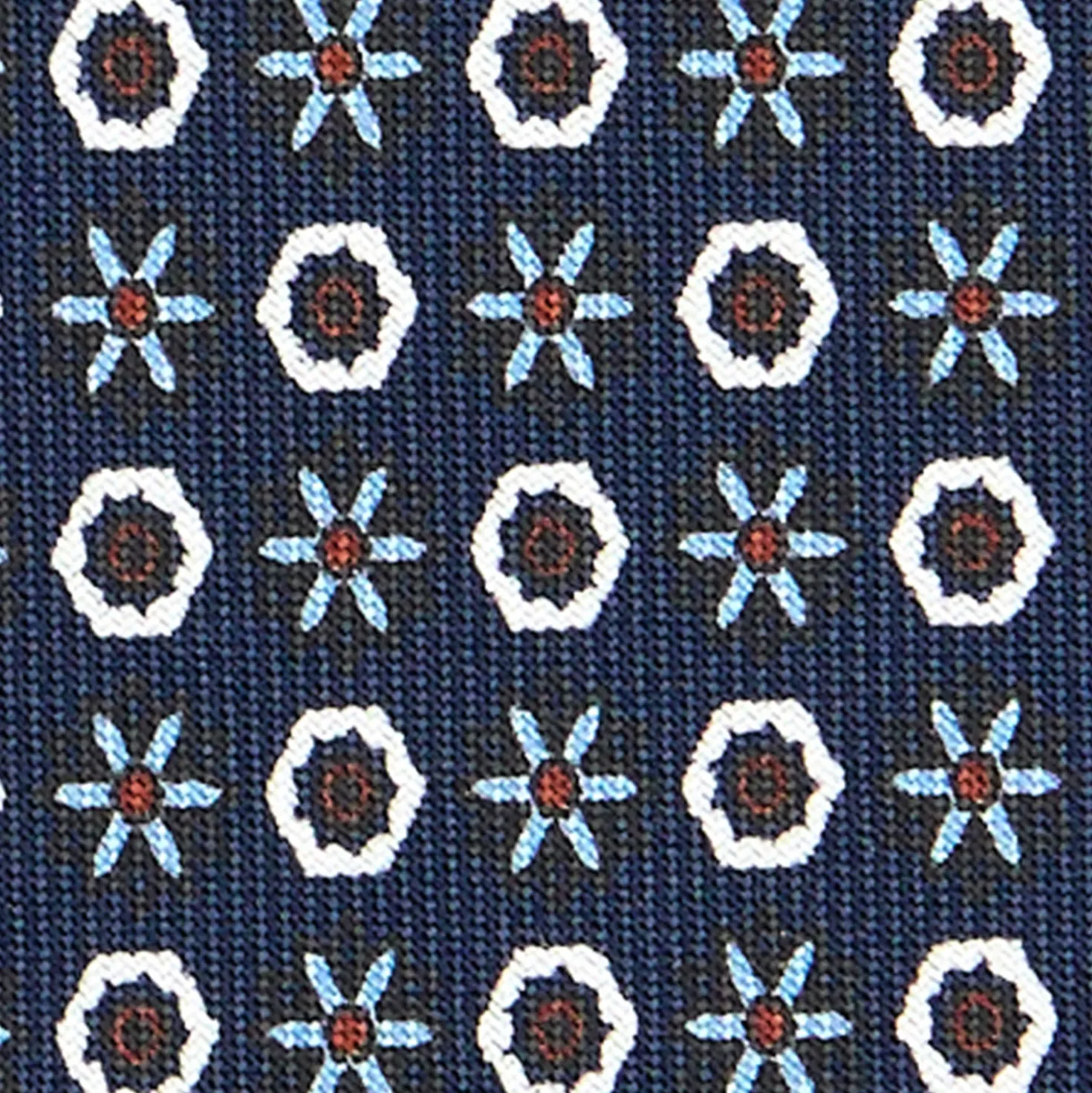 CRAVATTA SARTORIALE CLASSICA IN SETA BLU SCURO Microfantasia fiore
