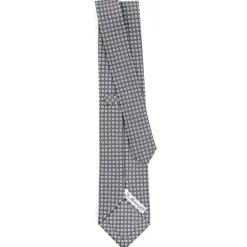 CRAVATTA SARTORIALE CLASSICA IN SETA GRIGIO SCURO Microfantasia fiore