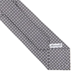 CRAVATTA SARTORIALE CLASSICA IN SETA GRIGIO SCURO Microfantasia fiore