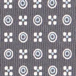 CRAVATTA SARTORIALE CLASSICA IN SETA GRIGIO SCURO Microfantasia fiore