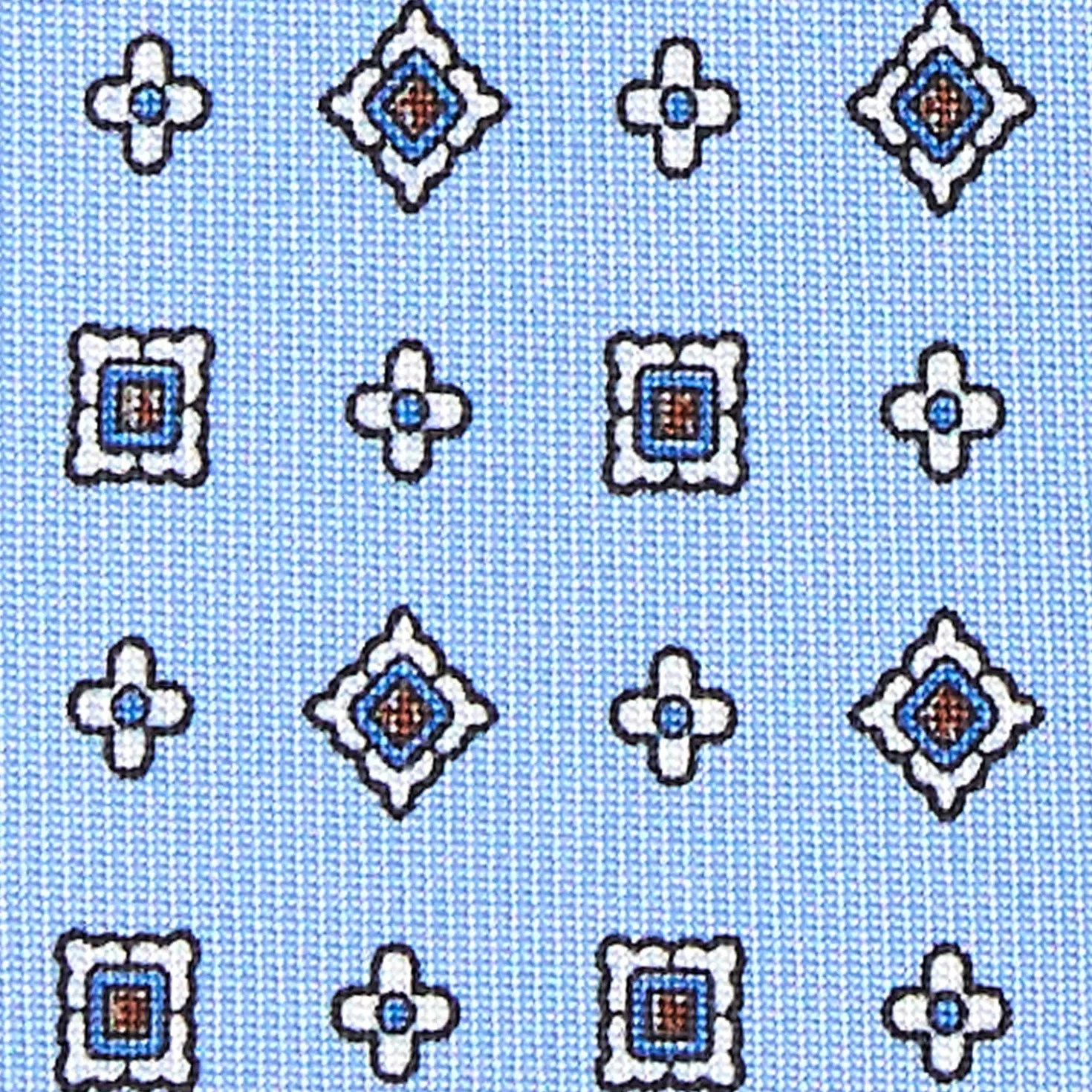CRAVATTA SARTORIALE CLASSICA IN SETA AZZURRA Microfantasia fiore