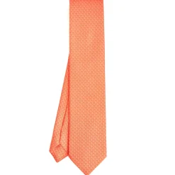 CRAVATTA SARTORIALE CLASSICA IN SETA ARANCIONE Microfantasia m geometrica