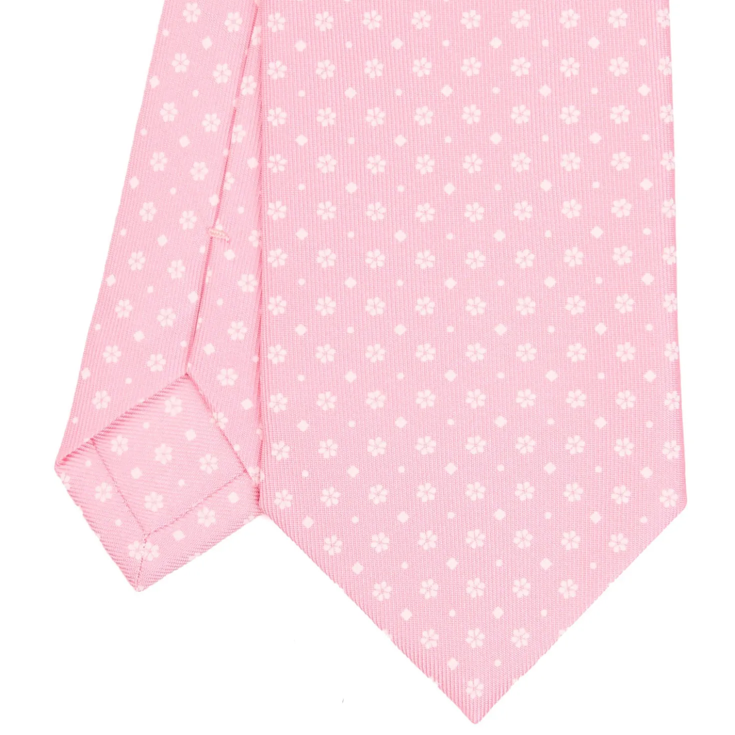 CRAVATTA SARTORIALE CLASSICA IN SETA ROSA Microfantasia fiore