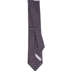 CRAVATTA SARTORIALE CLASSICA IN SETA BLU SCURO Microfantasia fiore