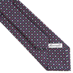 CRAVATTA SARTORIALE CLASSICA IN SETA BLU SCURO Microfantasia fiore