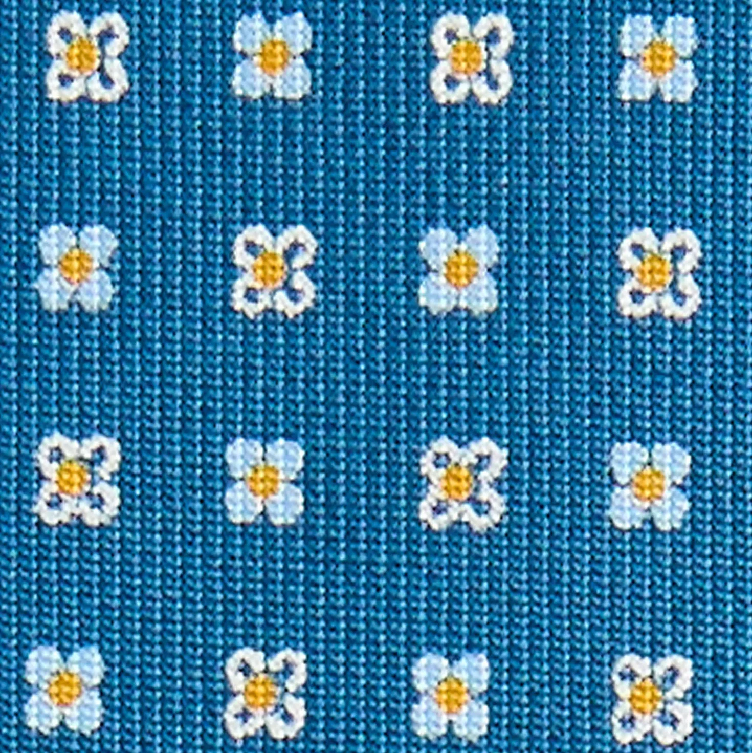 CRAVATTA SARTORIALE CLASSICA IN SETA BLU MEDIO Microfantasia fiore