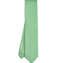 CRAVATTA SARTORIALE CLASSICA IN SETA VERDE Microfantasia m geometrica
