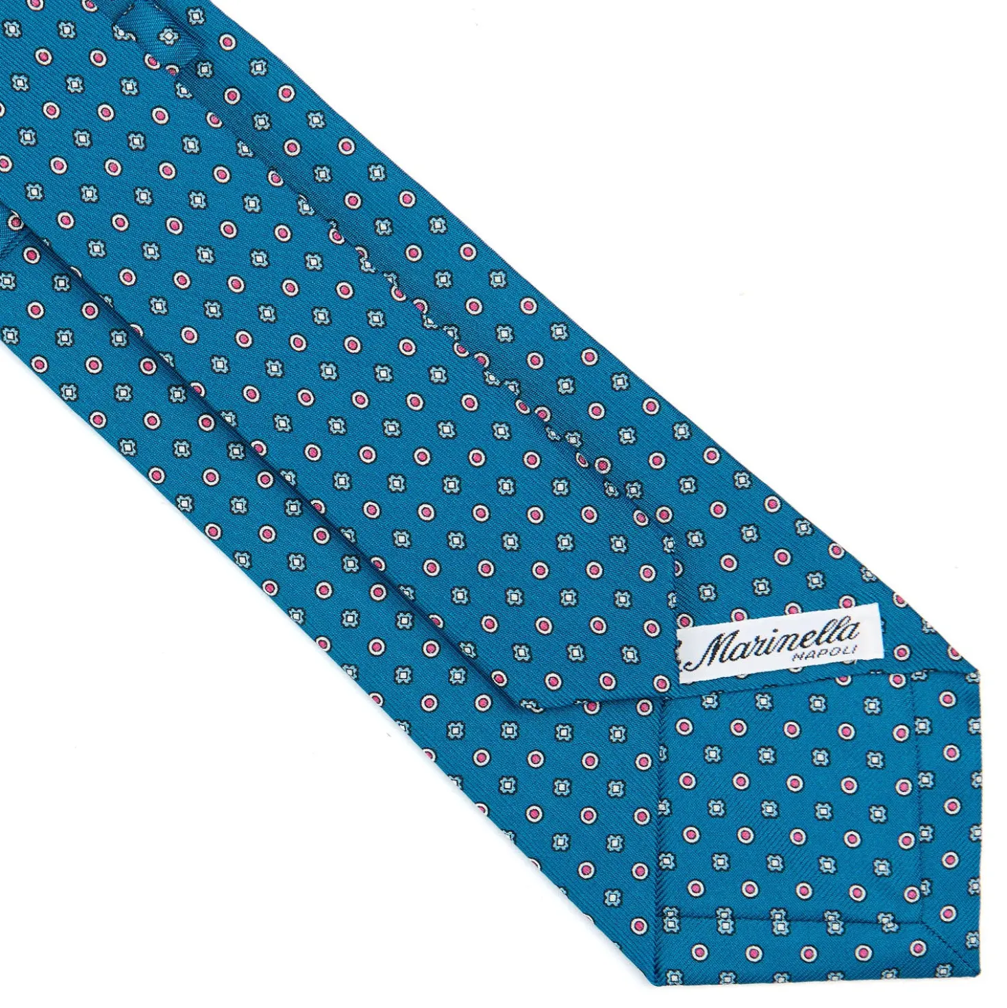 CRAVATTA SARTORIALE CLASSICA IN SETA BLU MEDIO Microfantasia fiore