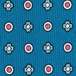 CRAVATTA SARTORIALE CLASSICA IN SETA BLU MEDIO Microfantasia fiore