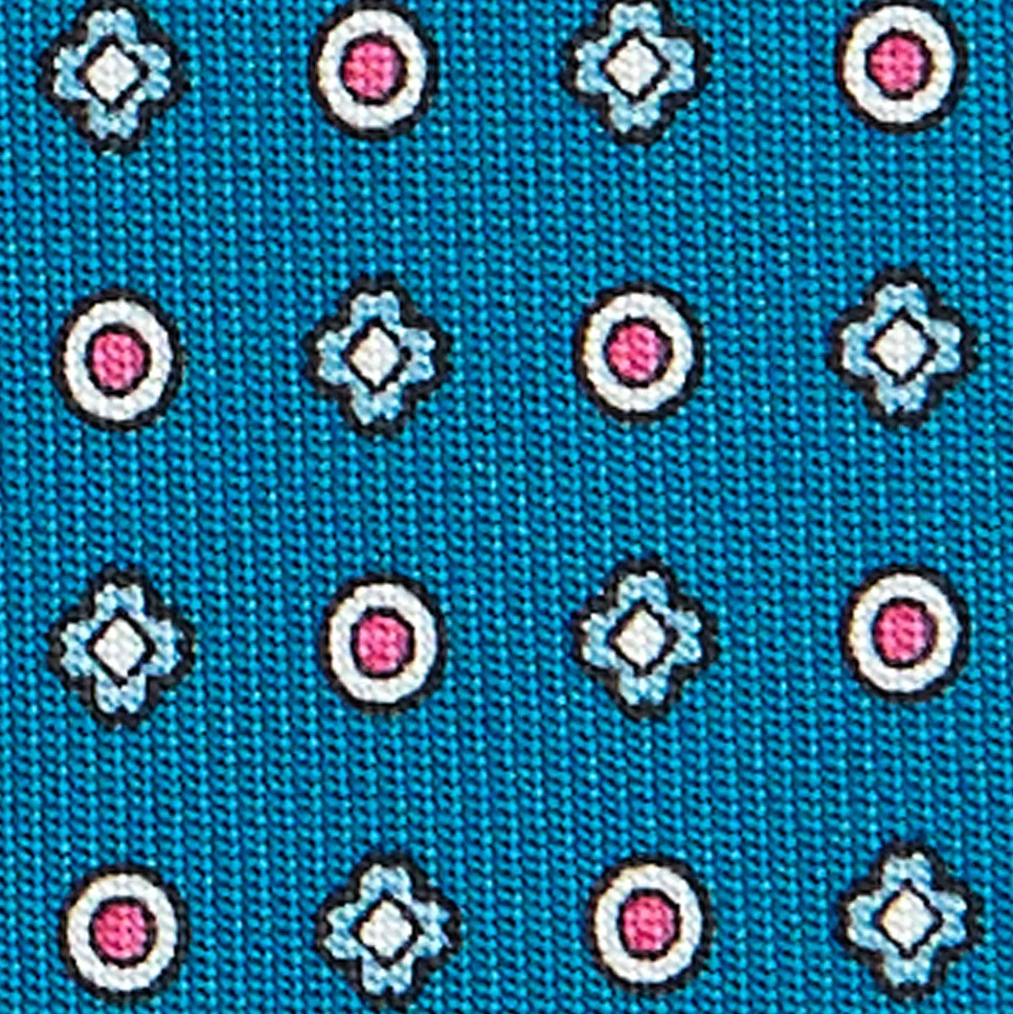 CRAVATTA SARTORIALE CLASSICA IN SETA BLU MEDIO Microfantasia fiore