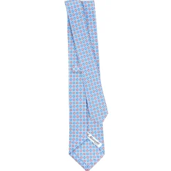 CRAVATTA SARTORIALE CLASSICA IN SETA AZZURRA Microfantasia fiore
