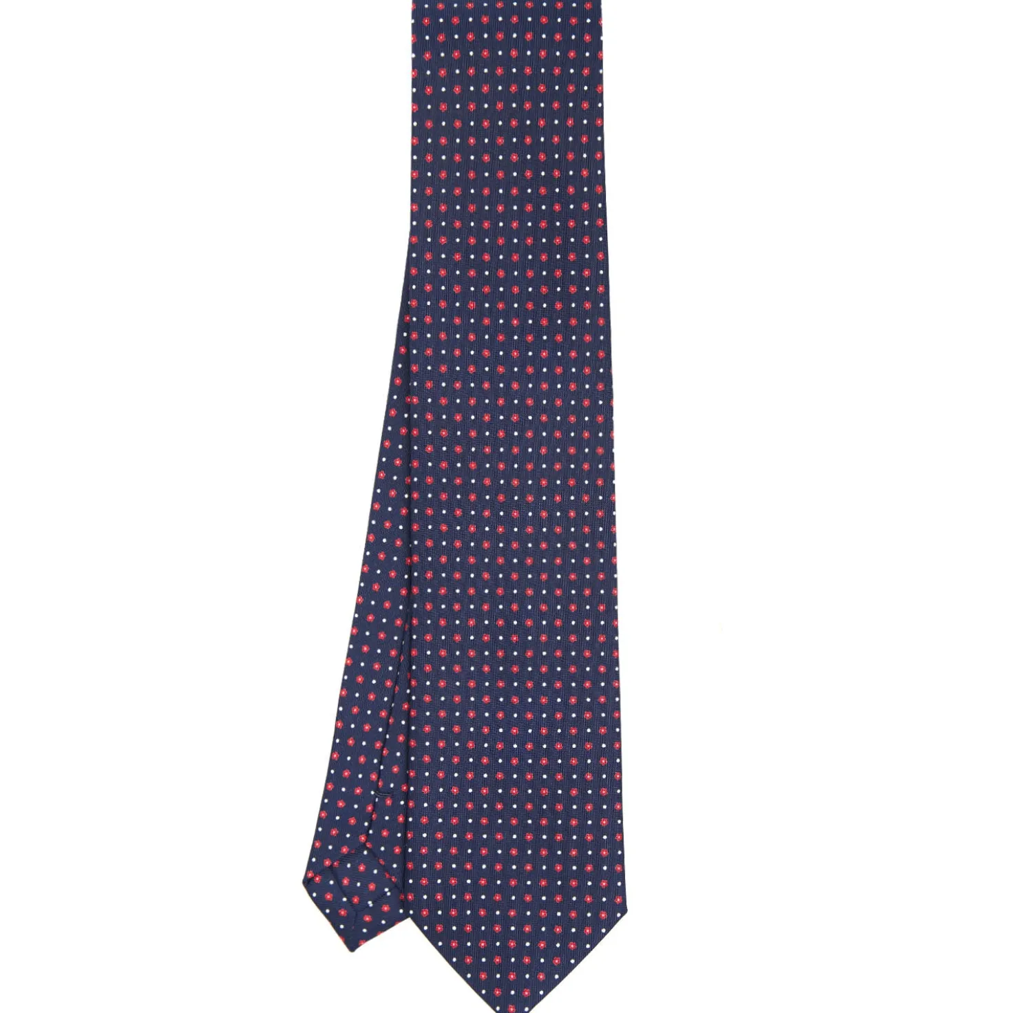 CRAVATTA SARTORIALE CLASSICA IN SETA BLU SCURO Microfantasia fiore
