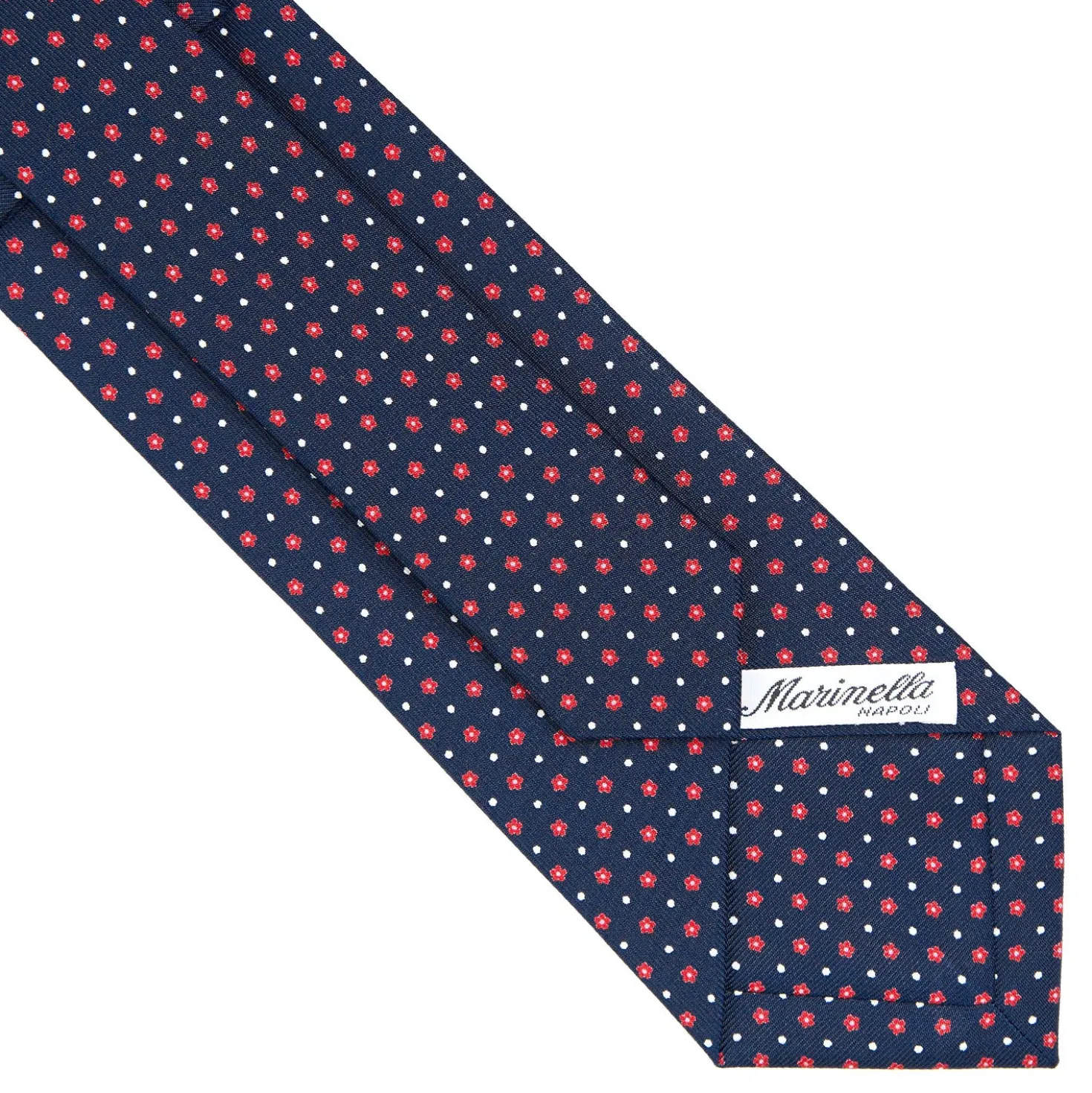 CRAVATTA SARTORIALE CLASSICA IN SETA BLU SCURO Microfantasia fiore