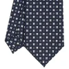 CRAVATTA SARTORIALE CLASSICA IN SETA BLU SCURO Microfantasia fiore