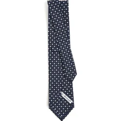 CRAVATTA SARTORIALE CLASSICA IN SETA BLU SCURO Microfantasia fiore