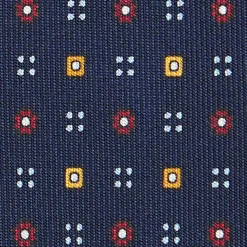 CRAVATTA SARTORIALE CLASSICA IN SETA BLU SCURO Microfantasia fiore