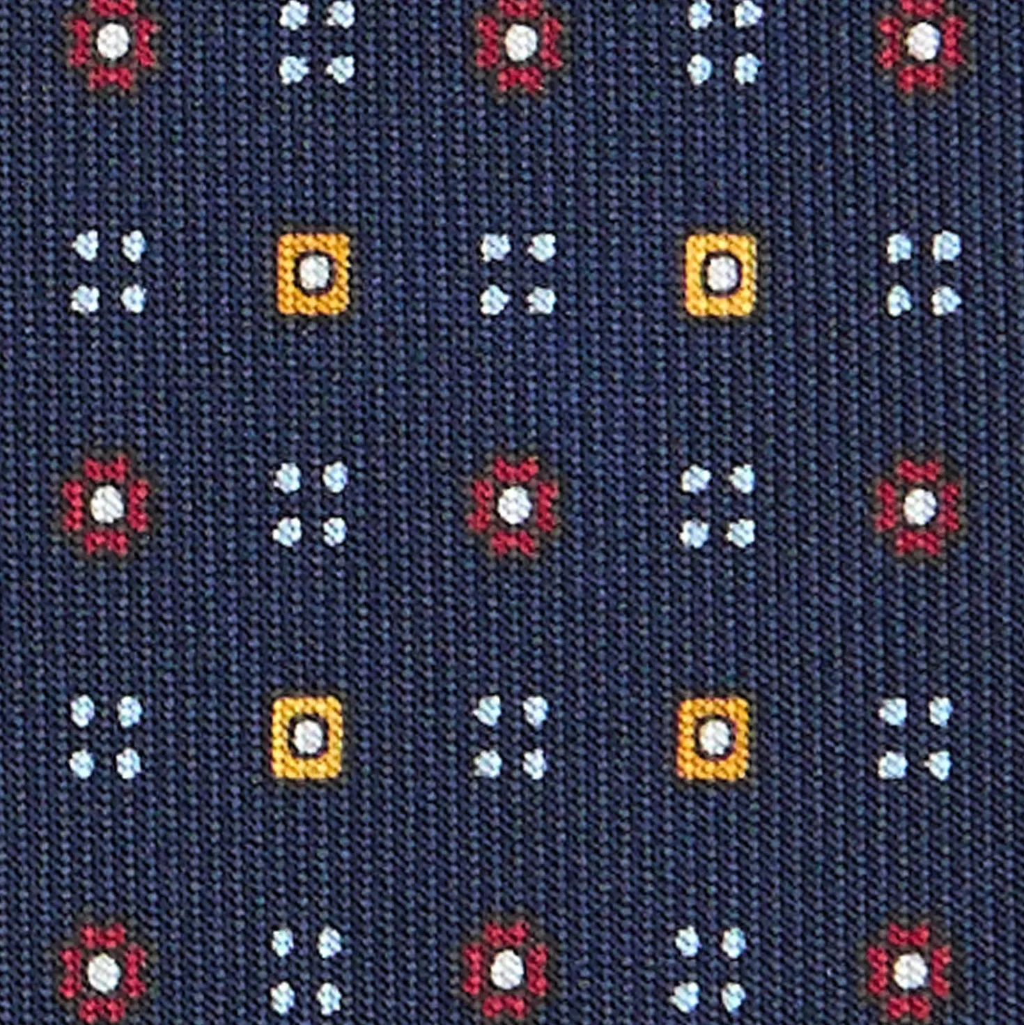 CRAVATTA SARTORIALE CLASSICA IN SETA BLU SCURO Microfantasia fiore