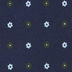 CRAVATTA SARTORIALE CLASSICA IN SETA BLU SCURO Microfantasia fiore