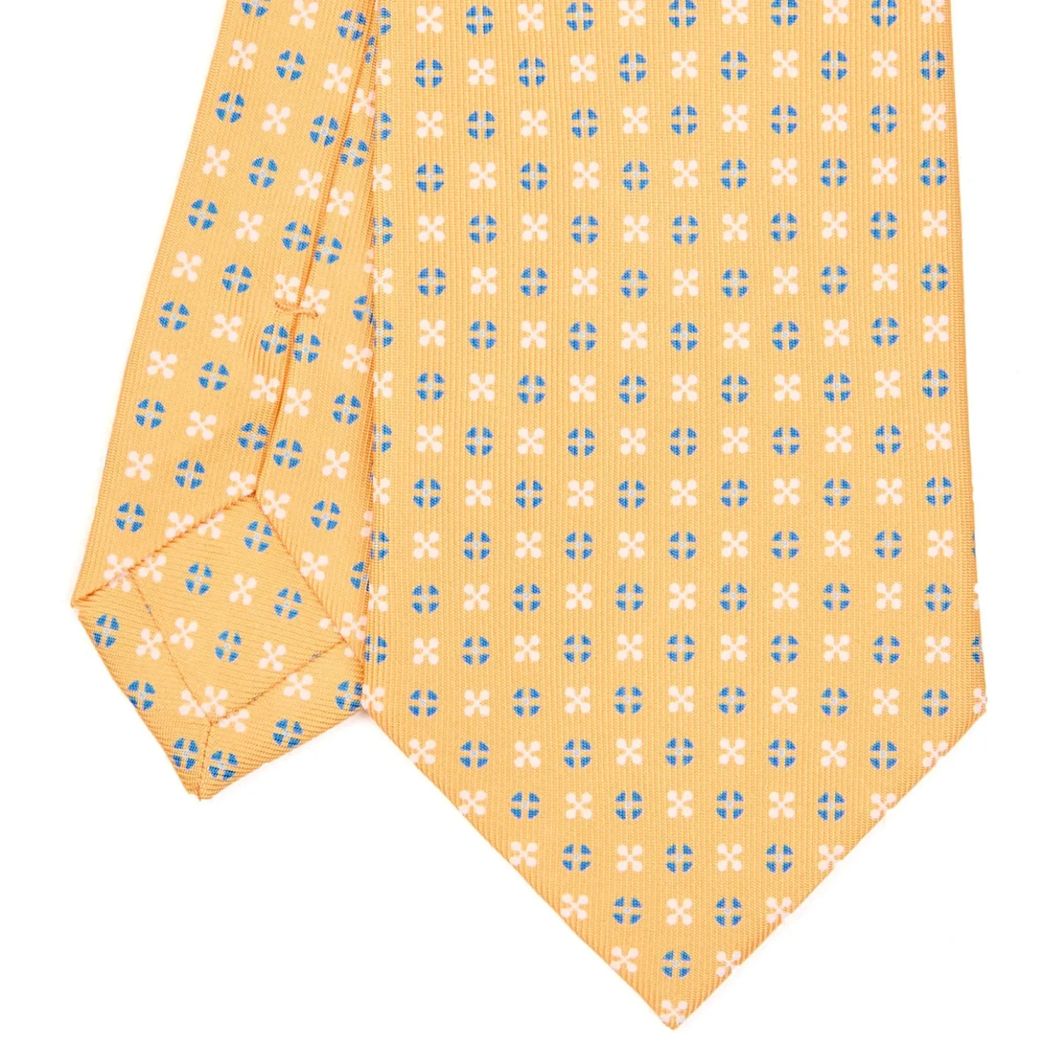 CRAVATTA SARTORIALE CLASSICA IN SETA GIALLA Microfantasia fiore