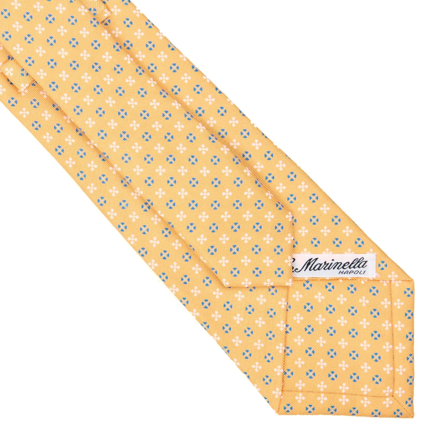 CRAVATTA SARTORIALE CLASSICA IN SETA GIALLA Microfantasia fiore