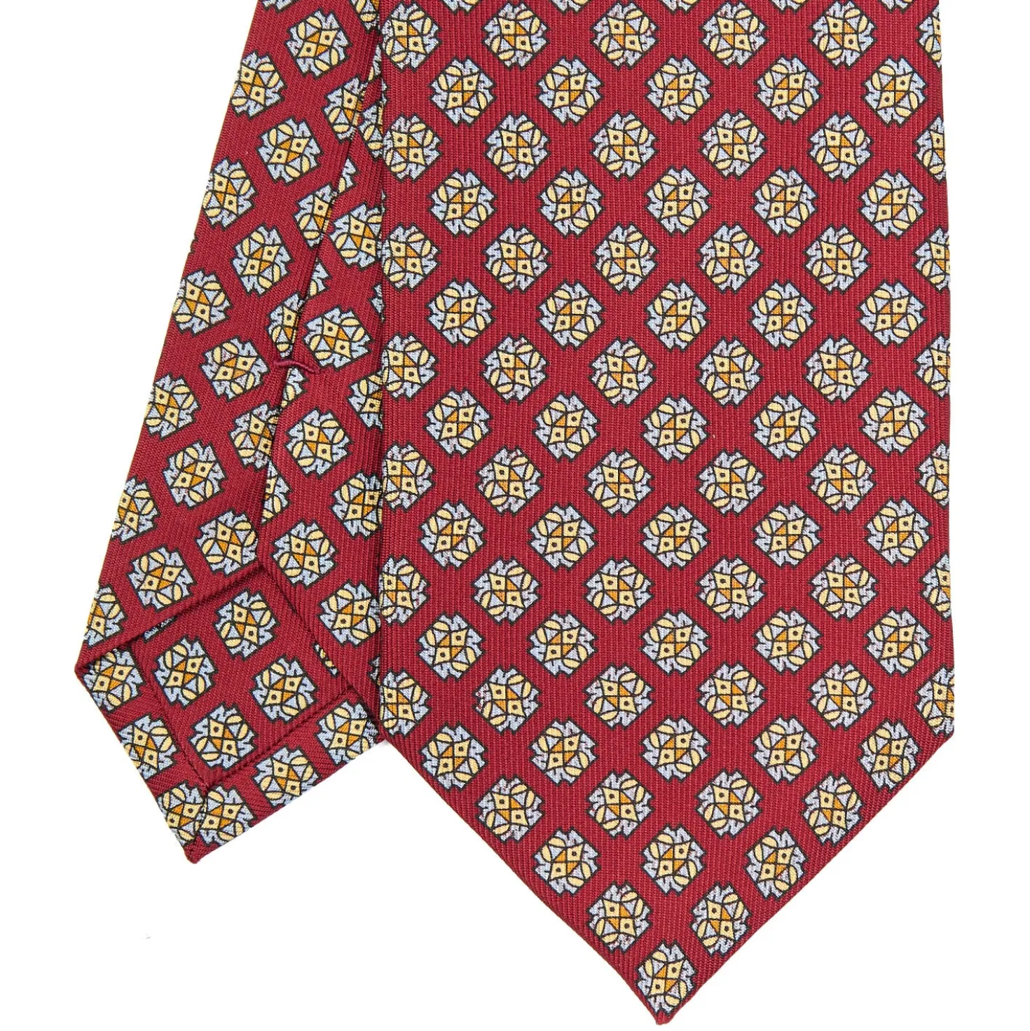 CRAVATTA SARTORIALE CLASSICA IN SETA BORDEAUX Microfantasia fiore