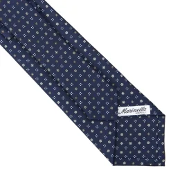 CRAVATTA SARTORIALE CLASSICA IN SETA BLU SCURO Microfantasia fiore