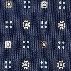 CRAVATTA SARTORIALE CLASSICA IN SETA BLU SCURO Microfantasia fiore