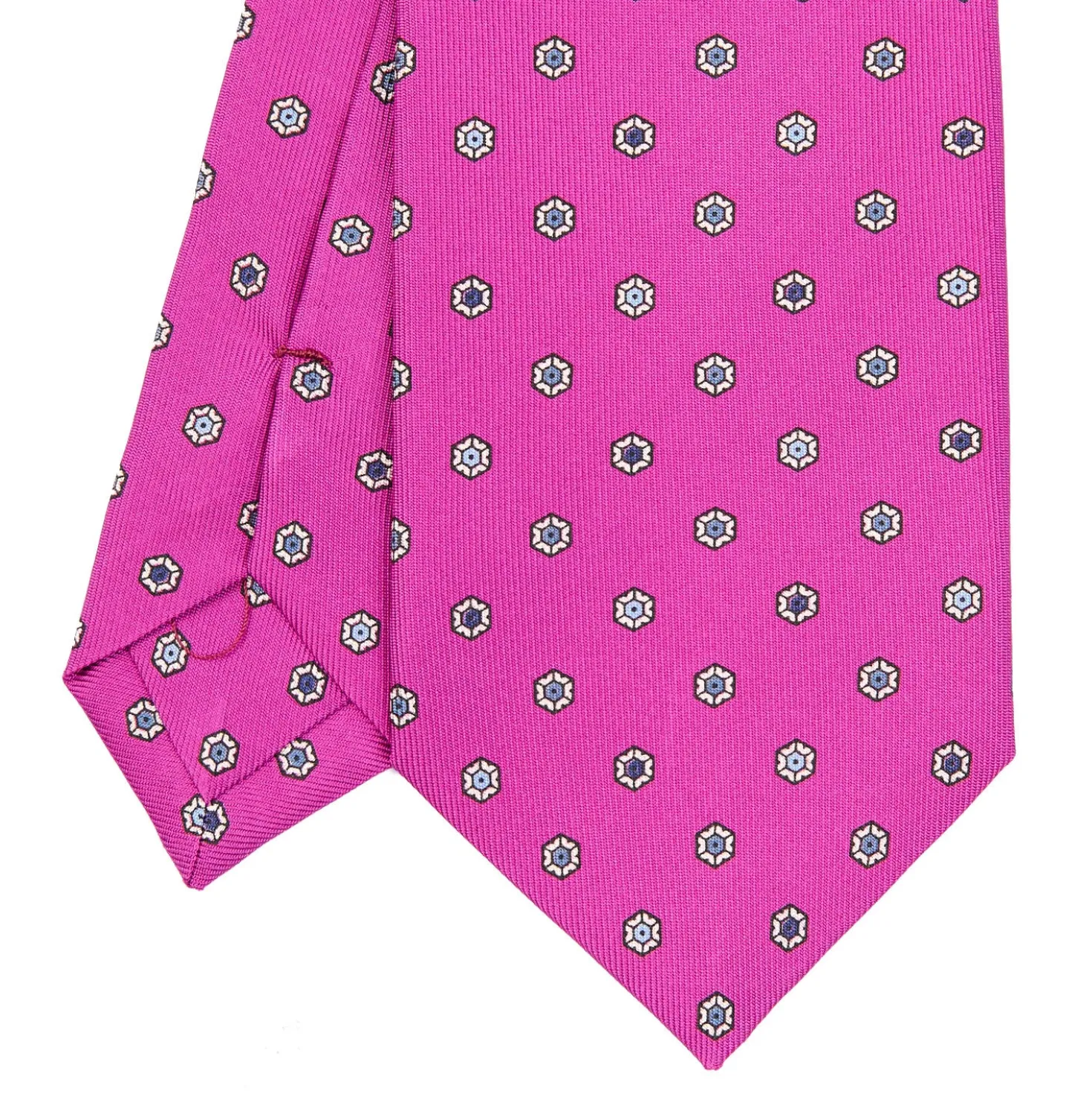 CRAVATTA SARTORIALE CLASSICA IN SETA FUCSIA Microfantasia fiore