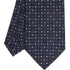 CRAVATTA SARTORIALE CLASSICA IN SETA BLU SCURO Microfantasia fiore