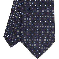CRAVATTA SARTORIALE CLASSICA IN SETA BLU SCURO Microfantasia fiore