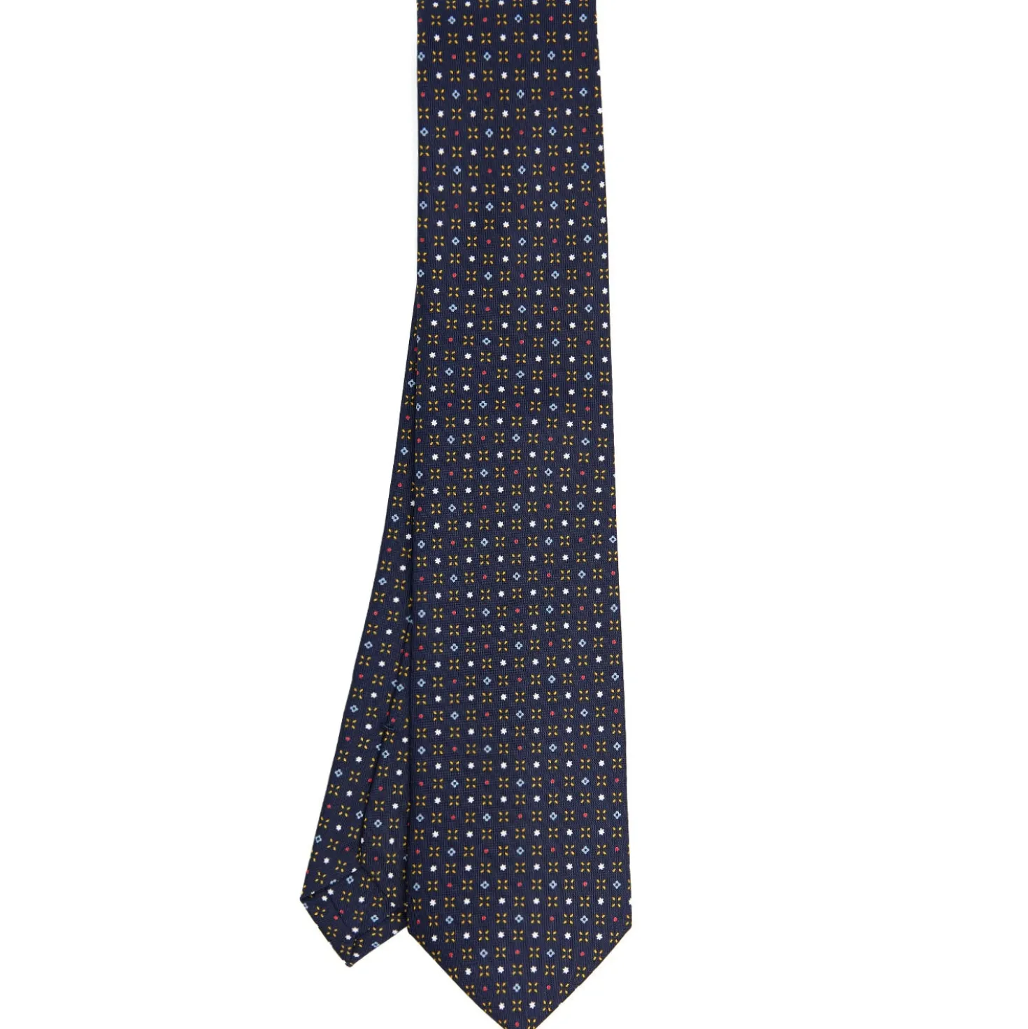 CRAVATTA SARTORIALE CLASSICA IN SETA BLU SCURO Microfantasia fiore