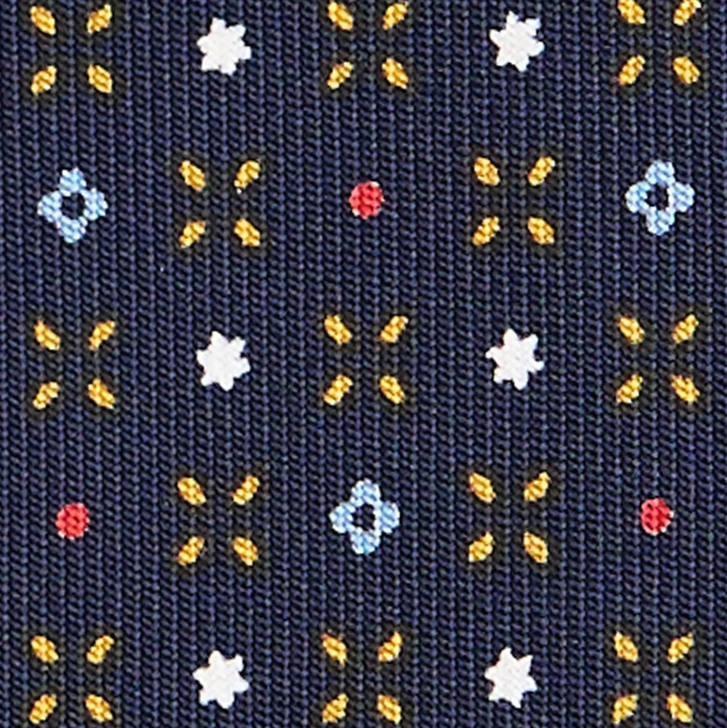CRAVATTA SARTORIALE CLASSICA IN SETA BLU SCURO Microfantasia fiore