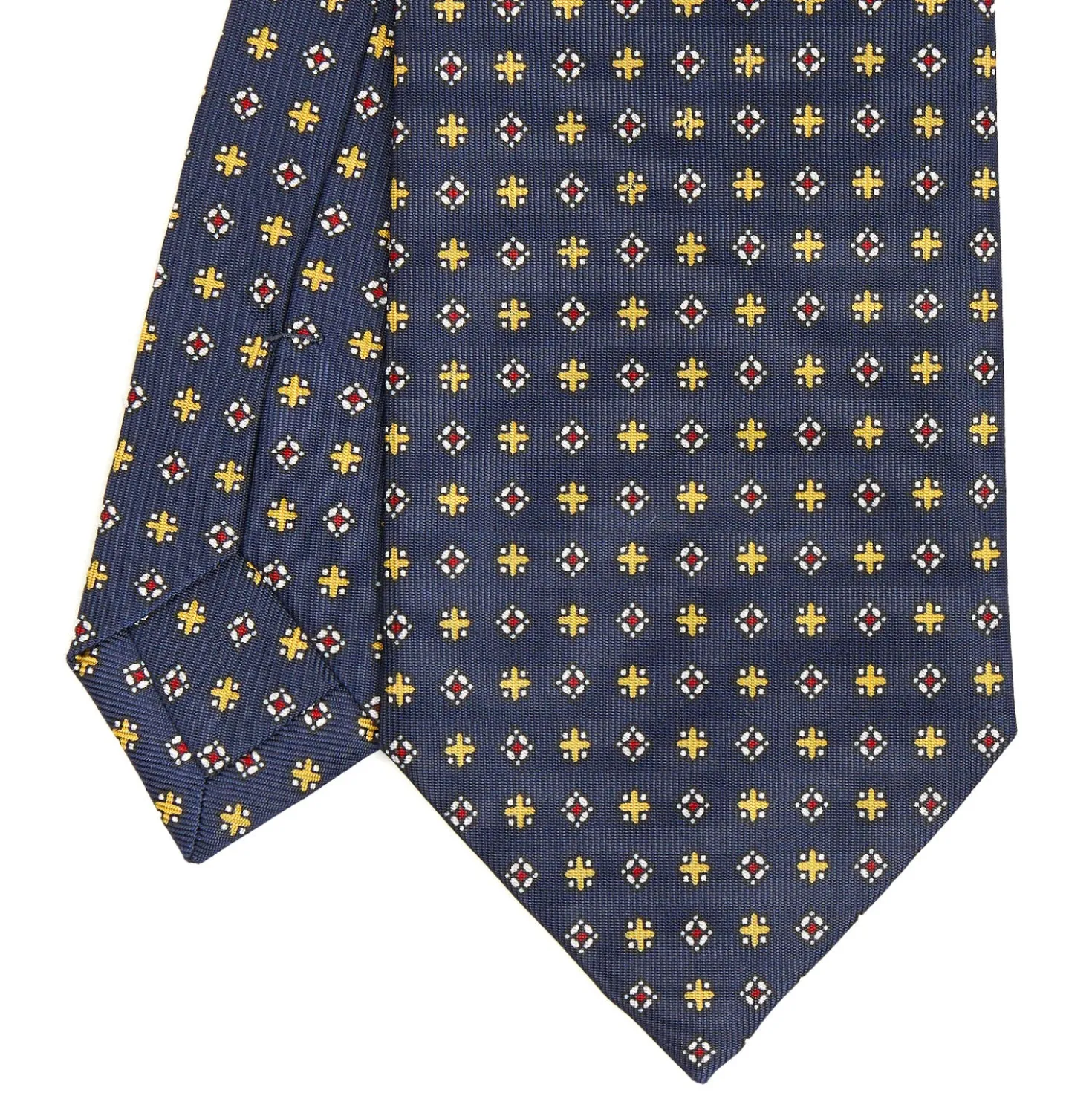 CRAVATTA SARTORIALE CLASSICA IN SETA BLU SCURO Microfantasia fiore