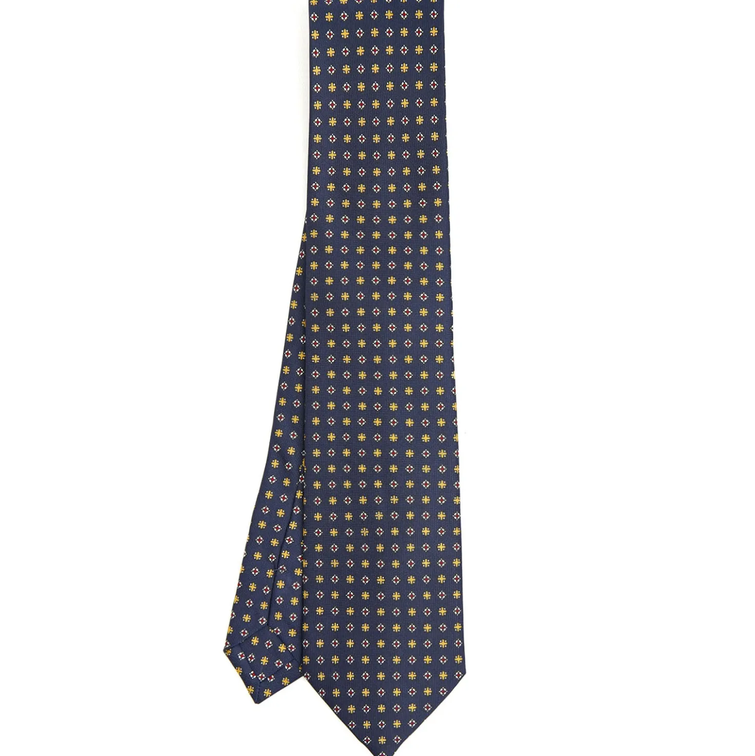 CRAVATTA SARTORIALE CLASSICA IN SETA BLU SCURO Microfantasia fiore
