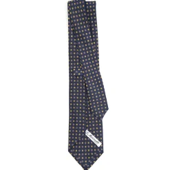 CRAVATTA SARTORIALE CLASSICA IN SETA BLU SCURO Microfantasia fiore